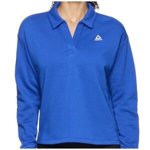 Reebok Varsity Polo Blue XXL Pullover Sweatshirt Long‎ Sleeve Relaxed Fit NWT